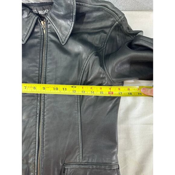 Vintage Luis Alvear Women's sz M Black Leather Zip Up Jacket Soft 90s Y2k - Picture 7 of 10
